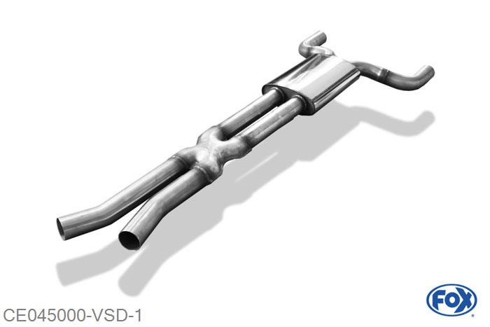 CE045000-VSD, Chevrolet Camaro 6.2l 318kW, Voordemper rechts/links 63,5mm Buisdiameter Geheel RVS, Absortie demper, mooie diepe sound, Zonder goedkeuring
