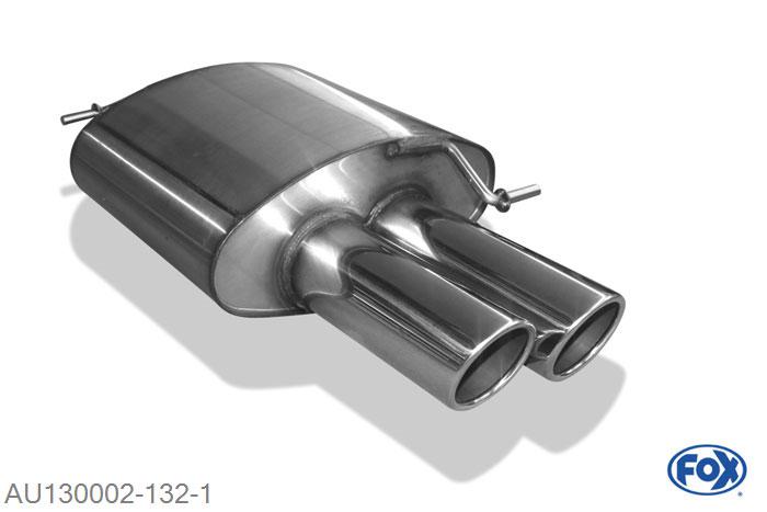 AU130002-132, Audi Q5 - 8R quattro 2.0l TDI 125kW, Einddemper met eindstuk 2x90mm  Type 16 55mm Buisdiameter Geheel RVS, Absortie demper, mooie diepe sound, Met E-keur