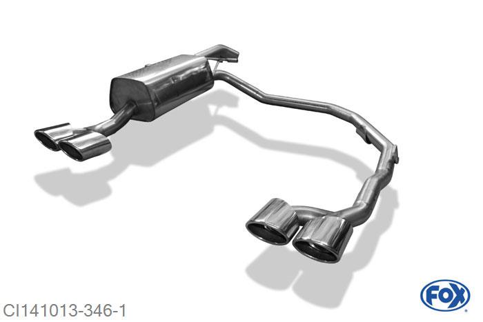 CI141013-346, Citroen C4 - B7 1.4l 70kW 1.6l 88kW, Einddemper met uitgang rechts/links - 2x106x71mm  Type 32 rechts/links 55mm Buisdiameter Geheel RVS, Absortie demper, mooie diepe sound, Met E-keur