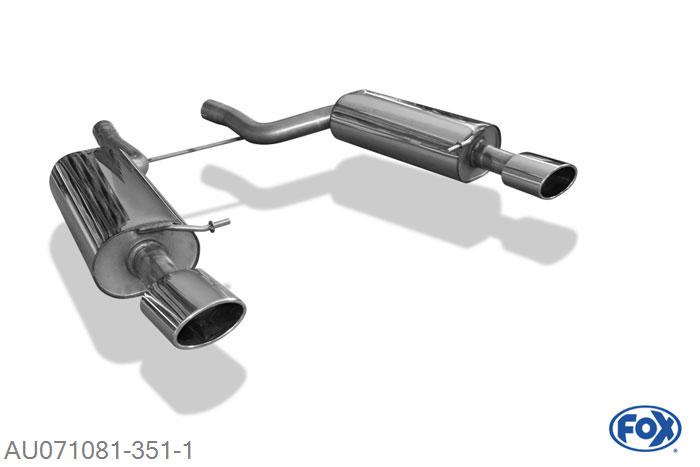 AU071081-351, Audi RS6 4B 4.2l 331kW, Einddemper 70mm rechts/links - 140x90mm  Type 32 rechts/links 70mm Buisdiameter Geheel RVS, Absortie demper, mooie diepe sound, Met E-keur