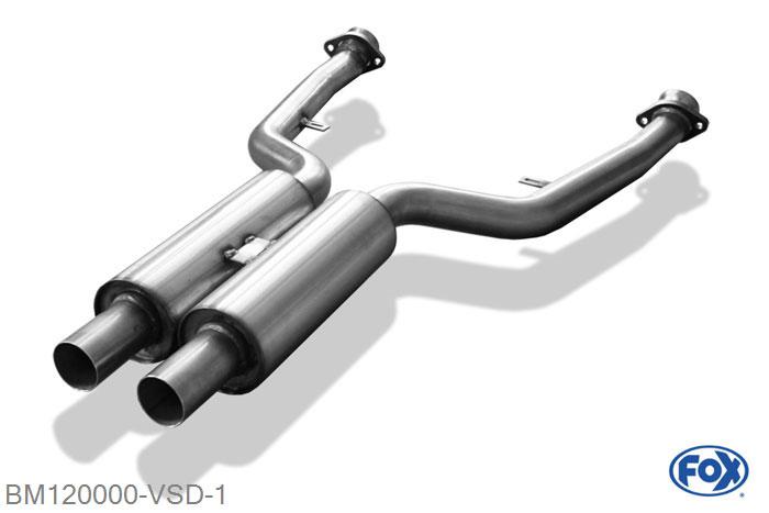 BM120000-VSD, BMW E63/64 645i 650i 4.4l 245kW 4.8l 270kW, Voordemper 55mm Buisdiameter Geheel RVS, Absortie demper, mooie diepe sound, Zonder goedkeuring