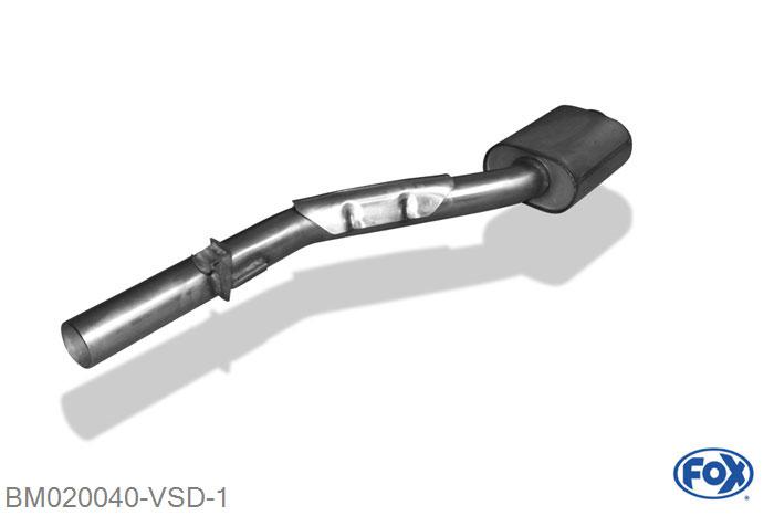 BM020040-VSD, BMW E30 318is 1.8l 100kW, Voordemper 63,5mm Buisdiameter Geheel RVS, Absortie demper, mooie diepe sound, Teilegutachten (eintragungspflichtig)