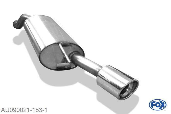 AU090021-153, Audi TT 8N - Frontantrieb 1.8l 110/120kW, Einddemper met eindstuk 1x100mm  Type 17 55mm Buisdiameter Geheel RVS, Absortie demper, mooie diepe sound, Teilegutachten (eintragungspflichtig)