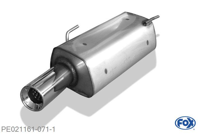 PE021161-071, Peugeot 206 Limousine/ CC 1.6l HDi 80kW, Einddemper met eindstuk 1x90mm  Type 13 55mm Buisdiameter Geheel RVS, Absortie demper, mooie diepe sound, Met E-keur