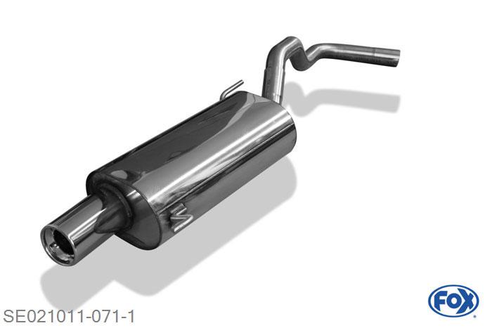 SE021011-071, Seat Ibiza 6K 1.0l 37kW 1.4 44kW 1.9l D 47/50kW 1.9l TDI 81kW, Einddemper Halter nach vorn - 1x90mm  Type 13 Geheel RVS, Absortie demper, mooie diepe sound, Met E-keur