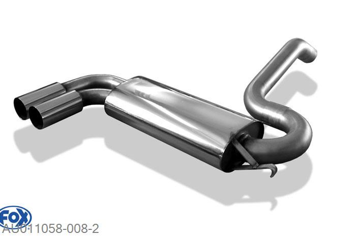 AU011058-008, Audi S2 Typ 89 quattro 2.2l 162/169kW, Einddemper O70mm - 2x76mm  Type 10 70mm Buisdiameter Geheel RVS, Absortie demper, mooie diepe sound, Met E-keur