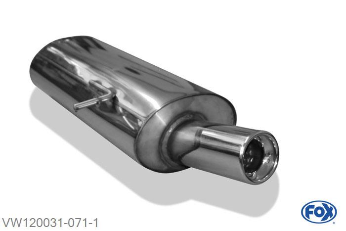 VW120031-071, VW Sharan Typ 7M - 4-Motion/ Syncro 2.8l 128/150kW 1.9l TDI 85kW, Einddemper met eindstuk 1x90mm  Type 13 55mm Buisdiameter Geheel RVS, Absortie demper, mooie diepe sound, Met E-keur