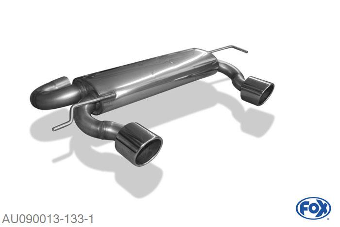 AU090013-133, Audi TT Typ 8N quattro 1.8l 132/165kW, Einddemper met uitgang rechts/links  - 1x100mm  Type 16 rechts/links Geheel RVS, Absortie demper, mooie diepe sound, Teilegutachten (eintragungspflichtig)