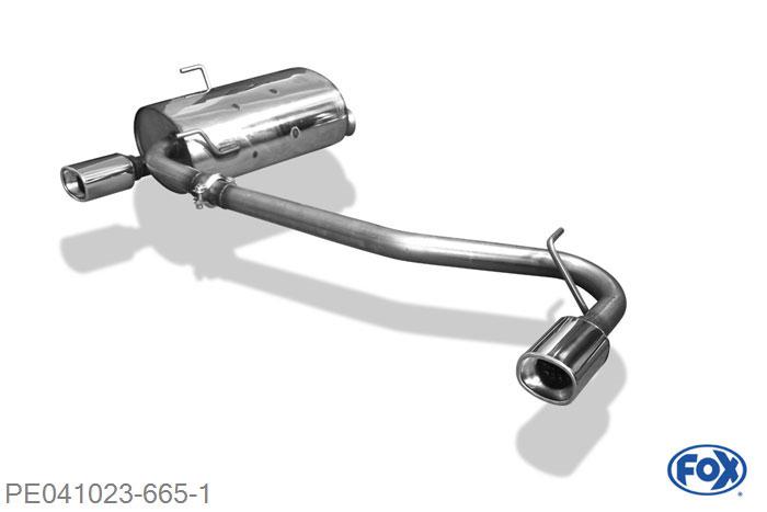 PE041023-665, Peugeot 406 Break 3.0l 24V 140kW 3.0l V6 152kW, Einddemper met uitgang rechts/links - 93x79mm  Type 71 rechts/links 63,5mm Buisdiameter Geheel RVS, Absortie demper, mooie diepe sound, Met E-keur