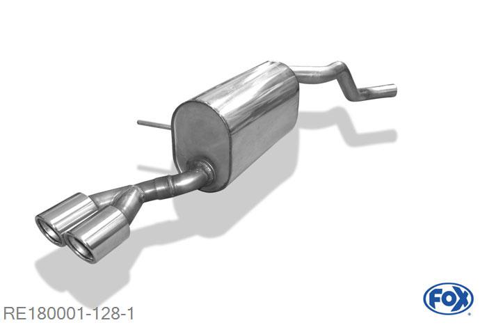 RE180001-128, Renault Captur 0.9l 66kW 1.2l 88kW 1.5l D 66kW, Final silencer - 2x76mm  Typee 16 Geheel RVS, ECE-Certification