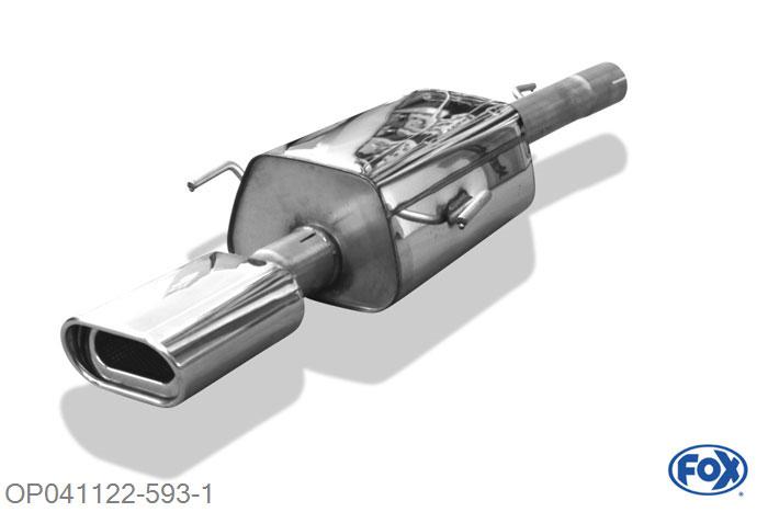 OP041122-593, Opel Astra G Coupe 1.8l 85/92kW 2.2l 108kW, Einddemper O60mm - 135x80mm  Type 53 60mm Buisdiameter Geheel RVS, Absortie demper, mooie diepe sound, Met E-keur