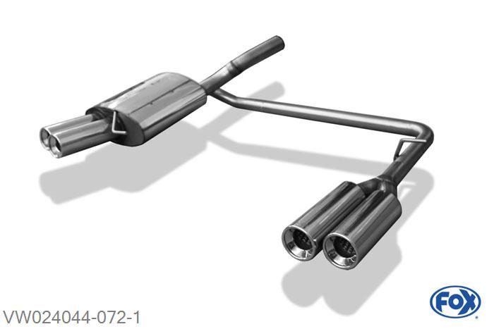 VW024044-072, VW Passat 3C/ 3C CC 2.0l TDI 100/103kW, Einddemper met uitgang rechts/links - 2x90mm  Type 13 rechts/links 63,5mm Buisdiameter Geheel RVS, Absortie demper, mooie diepe sound, Met E-keur