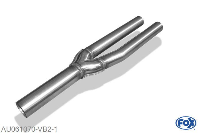 AU061070-VB2, Audi A4 Typ B6 - 2,4l 1.8l T 110/120/132/140kW, Verbindingsbuis voor Voordemper 63,5/ 2x55mm Buisdiameter Geheel RVS