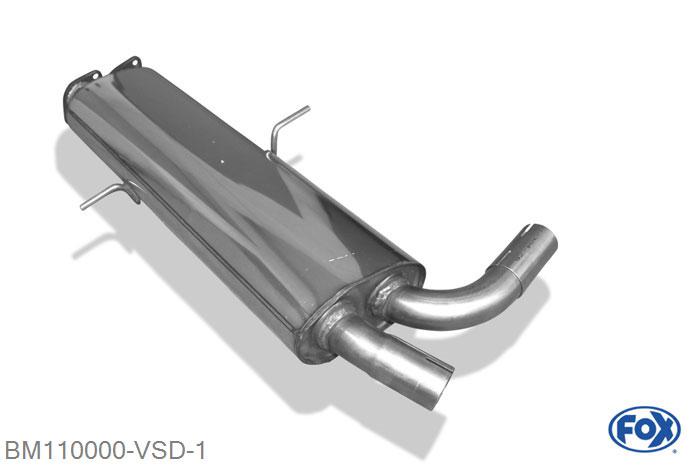 BM110000-VSD, BMW X5 E53 4.4l 210kW, Voordemper Geheel RVS, Absortie demper, mooie diepe sound, Met E-keur