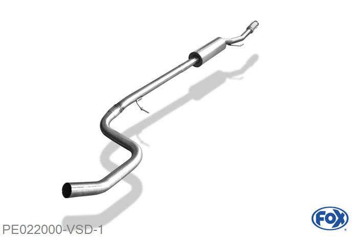 PE022000-VSD, Peugeot 207/ 207 SW/ 208 1.6l 88kW, Voordemper 55mm Buisdiameter Geheel RVS, Absortie demper, mooie diepe sound, Met E-keur