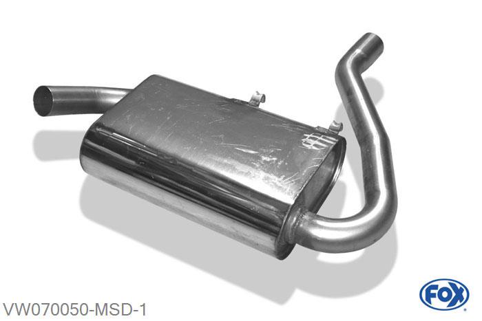 VW070050-MSD, VW Corrado G60 1.8l 118kW, Middendemper 55mm Buisdiameter Geheel RVS, Absortie demper, mooie diepe sound, Met E-keur