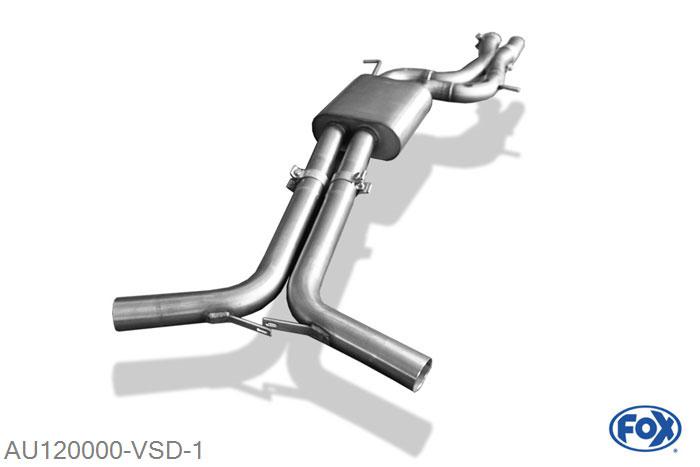 AU120000-VSD, Audi S5 4,2l 260kW quattro Typ B8 4.2l 260kW, Voordemper 63,5mm Buisdiameter Geheel RVS, Absortie demper, mooie diepe sound, Met E-keur