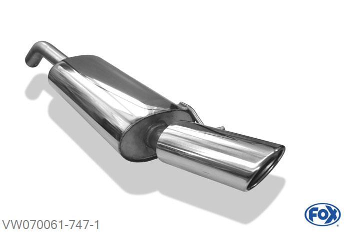 VW070061-747, VW Corrado 16V/ VR6 2.0l 16V 100kW, Einddemper met eindstuk 115x85mm  Type 44 55mm Buisdiameter Geheel RVS, Absortie demper, mooie diepe sound, Met E-keur