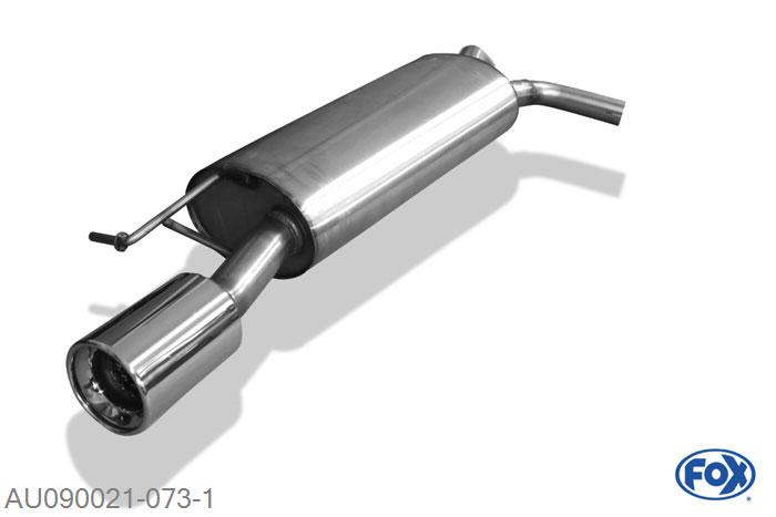 AU090021-073, Audi TT 8N - Frontantrieb 1.8l 110/120kW, Einddemper met eindstuk 1x100mm  Type 13 55mm Buisdiameter Geheel RVS, Absortie demper, mooie diepe sound, Teilegutachten (eintragungspflichtig)