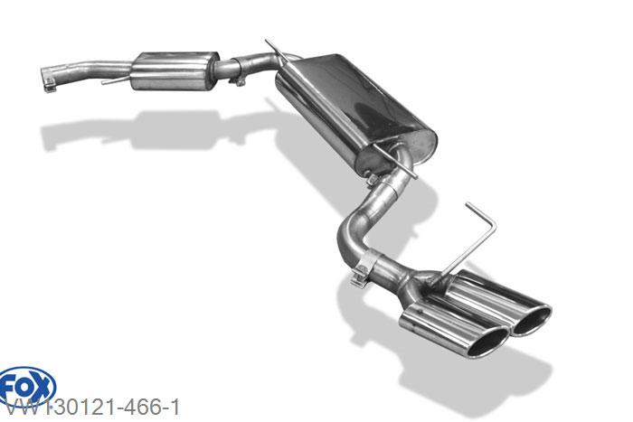 VW130121-466, VW T4 - 2,5l TDI 2.5l TDI 65/75/111kW, Sidepipe bestehend aus End- und Voordemper met uitgang an der Fahrerseite - 2x106x71mm  Type 38 60mm Buisdiameter Geheel RVS, Met E-keur