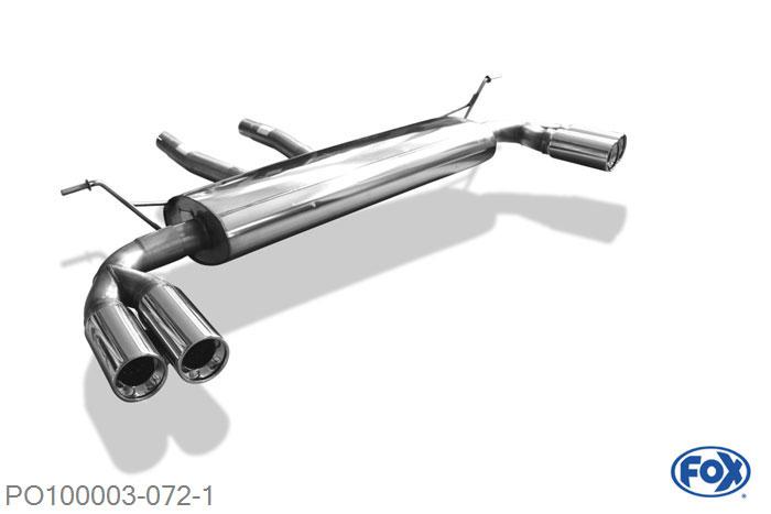 PO100003-072, Porsche Cayenne 4.5l S 250kW 4.5l Turbo 331kW, Einddemper rechts/links - 2x90mm  Type 13 rechts/links 70mm Buisdiameter Geheel RVS, Absortie demper, mooie diepe sound, Zonder goedkeuring