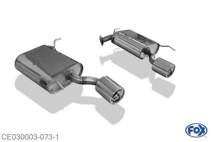 CE030003-073, Chevrolet Captiva KLAC 2.4l 100/103kW 2.0l D 110kW, Einddemper rechts/links - 1x100mm  Type 13 rechts/links Geheel RVS, Absortie demper, mooie diepe sound, Met E-keur