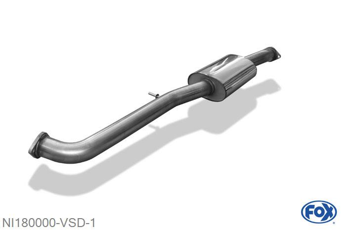NI180000-VSD, Nissan 350Z 3.5l 206/221/230kW, Voordemper O70mm Geheel RVS, Absortie demper, mooie diepe sound, Met E-keur