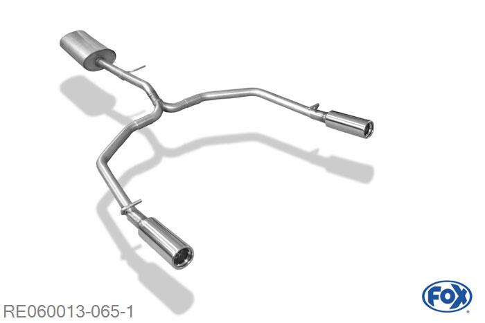 RE060013-065, Renault Twingo C06 1.2l 40/43/55kW, half systeem vanaf Kat uitgang rechts/links - 1x76mm  Type 13 rechts/links Geheel RVS, Teilegutachten (eintragungspflichtig)