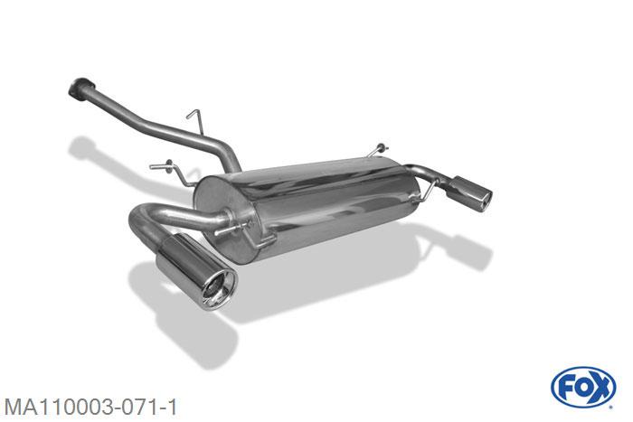 MA110003-071, Mazda RX8 2.6l 141/170kW, Einddemper met uitgang rechts/links - 1x90mm  Type 13 rechts/links 63,5mm Buisdiameter Geheel RVS, Absortie demper, mooie diepe sound, Met E-keur
