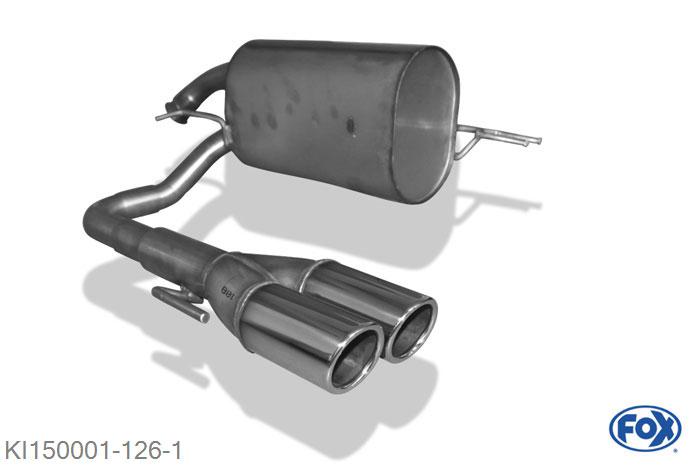 KI150001-126, Kia Picanto - BA 1.1l 45/48kW, Einddemper met midden uitgang - 2x70mm  Type 16 Geheel RVS, Absortie demper, mooie diepe sound, Met E-keur