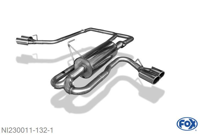 NI230011-132, Nissan Navara D40 - 2,5l dCi, Einddemper Sidepipe, uitgang rechts und links am Fahrzeug - 2x90mm  Type 16 rechts/links 63,5/ 2x55 Buisdiameter Geheel RVS, Absortie demper, mooie diepe sound, EG-Gutachten (eintragungsfrei