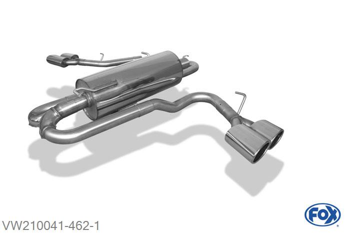 VW210041-462, VW Amarok 4x4 - mit Trittbrett 2.0l TDI 90/120/132kW 3.0l TDI 150/165KW, Einddemper met uitgang zijdelings rechts und links am Fahrzeug - 2x115x85mm  Type  38 rechts/links 63,5mm Buisdiameter Geheel RVS, Absortie demper, mooie diepe sound, Met E-keur