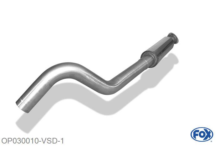 OP030010-VSD, Opel Corsa A-CC 1.2l 33/38/40kW 1.3l 44/51kW 1.4l 44/53/60kW 1.6l GSI 72kW, Voordemper O60mm 60mm Buisdiameter Geheel RVS, Absortie demper, mooie diepe sound, Met E-keur