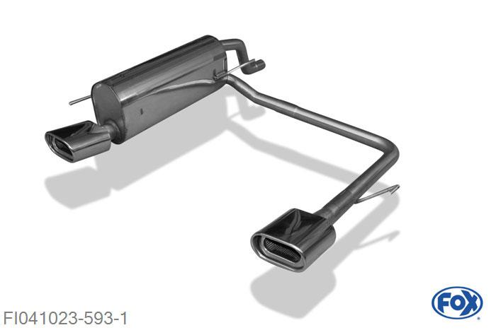 FI041023-593, Fiat Grande Punto 199 - Benzin 1.2l 48kW 1.4l 57/70/88kW, Einddemper met uitgang rechts/links - 135x80mm  Type 53 rechts/links Geheel RVS, Absortie demper, mooie diepe sound, Met E-keur