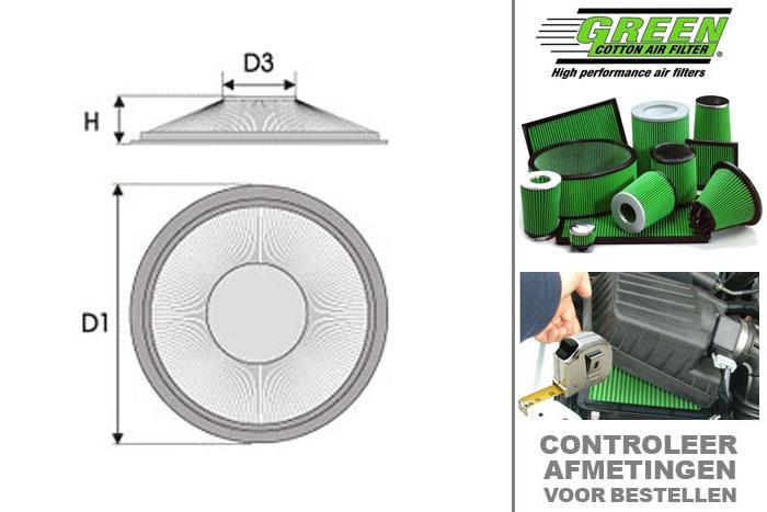 GRG591010, Green vervangingsluchtfilter rond, Toyota, MR2 (AW11), 1.6  16V, 116 pk, 1984-1990