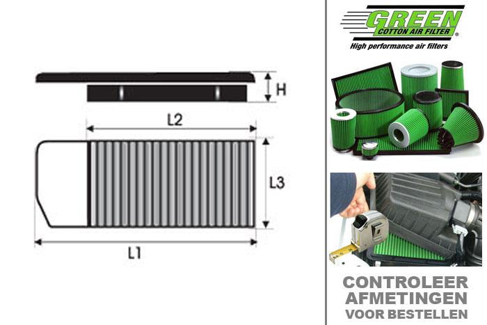 GRP965017, Green vervangingsluchtfilter paneel, Mini, MINI II (R55/R56/R57/R60), COOPER II / CLUBMAN 1.6 i, 122 pk, 03/2010-