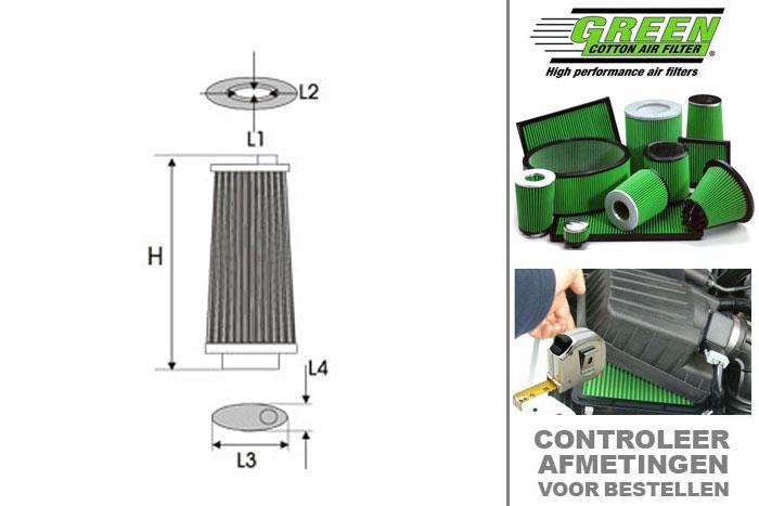 GRG491618, Green vervangingsluchtfilter, Porsche, Boxster (987), 3.2  S, 280 pk, 11/2004-09/2006