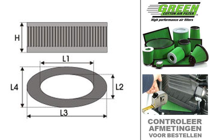 GRR727419, Green vervangingsluchtfilter, Renault, Clio 2, 1.4 i, 75 pk, 1998-2001