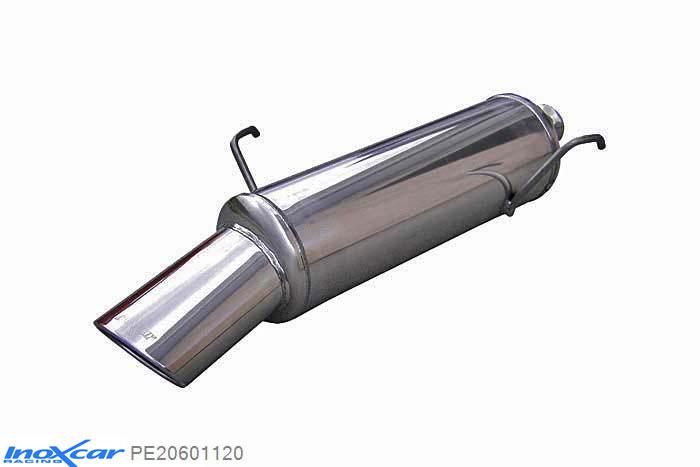 IX PE20601120, Peugeot 206 1.1 (60PK) -2000, Inoxcar Rear silencer 1X120X80mm Stainless steel, With E.E.C. homologation