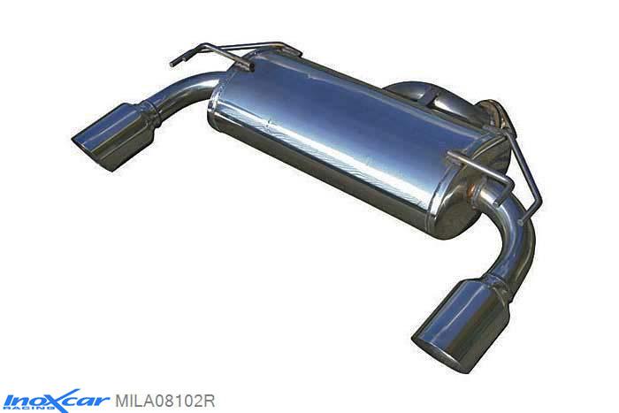 IX MILA08102R, Mitsubishi Lancer EVO X EVO X 2.0 TURBO (295PK) 2009-, Inoxcar Rear silencer 1X102mm RACING Left and Right Stainless steel, With E.E.C. homologation