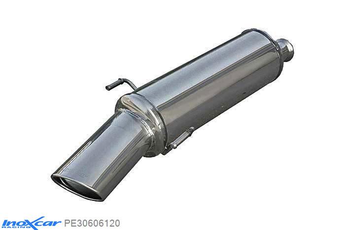 IX PE30606120, Peugeot 306 2.0 HDI (90PK) / 1.9 TD (90PK) 1997-, Inoxcar Rear silencer 1X120X80mm Stainless steel, With E.E.C. homologation