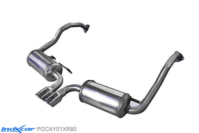 IX POCAY01XR80, Porsche Cayman (987) 3.4 S (295PK) 2005-2009, Inoxcar Rear silencer CEN 2X80mm X-RACE Stainless steel, Without E.E.C. homologation