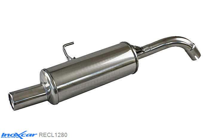 IX RECL1280, Renault Clio II (B) RS 2.0 fase1 (172PK) 2000-2001 Diameter 54mm, Inoxcar Rear silencer 1X80mm Stainless steel, With E.E.C. homologation