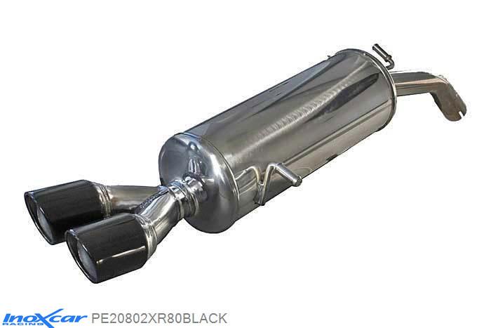 IX PE20802XR80BLACK, Peugeot 208 1.6 16V TURBO GTI 30TH (208PK), 2015- , Diameter 55mm, Inoxcar Rear silencer 2X80mm X-RACE BLACK EDITION Stainless steel, With E.E.C. homologation