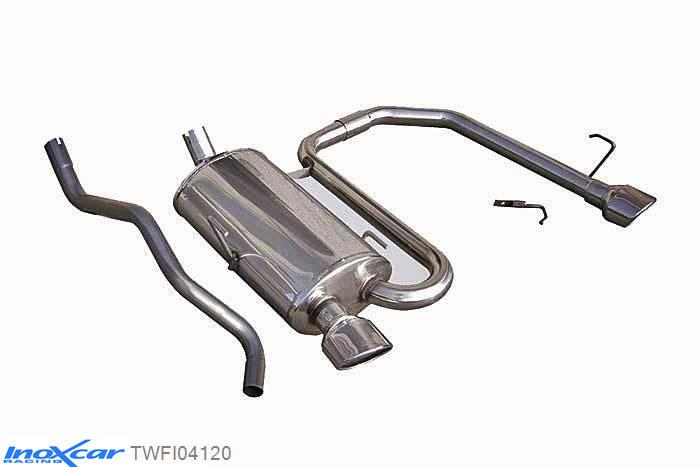 IX TWFI04120, Fiat Punto II (188) 1.8 16V HGT (131PK) 1999-2003 Diameter 50mm, Inoxcar Rear Rear silencerencer left / right 1X120X80mm Stainless steel, With E.E.C. homologation