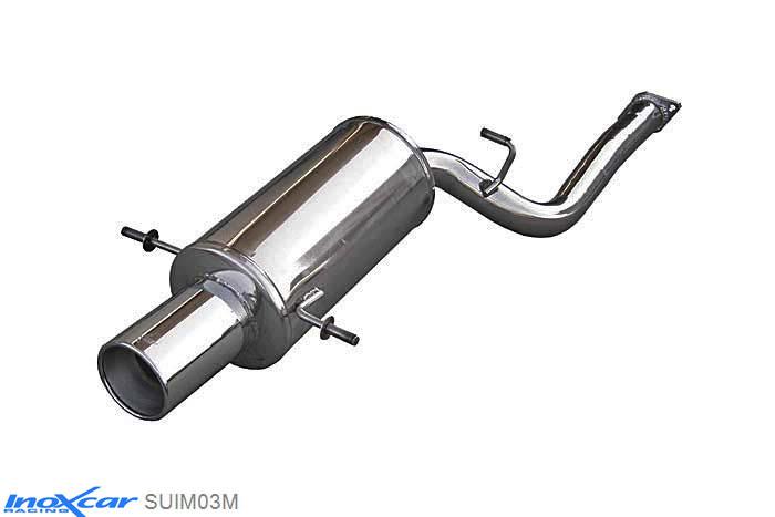 IX SUIM03M, Subaru Impreza (GD/GG) 2.0 WRX TURBO 2001-, Inoxcar Rear silencer 1X120 MEGA Stainless steel, With E.E.C. homologation