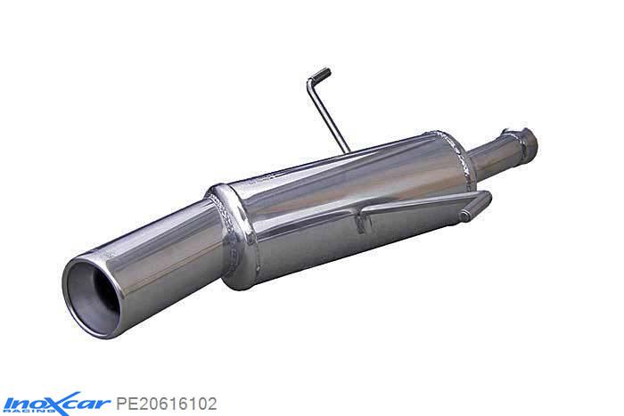 IX PE20616102, Peugeot 206 SW 1.4 16V (90PK) 2002-2006, Inoxcar Rear silencer 1X102mm Stainless steel, With E.E.C. homologation
