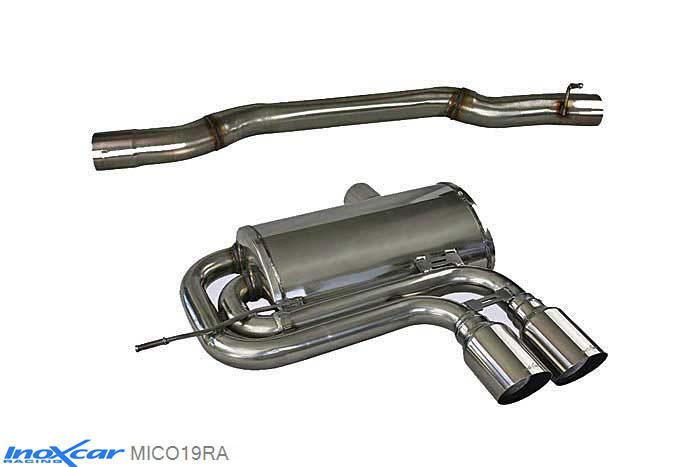 IX MICO19RA, Mini Mini (F55/F56) (Type F55-F56), 2.0 S (192PK) 2014- /, JCW (231PK) 2014-  , diameter 70mm, Inoxcar Rear silencer CEN 2X90 RACING Stainless steel