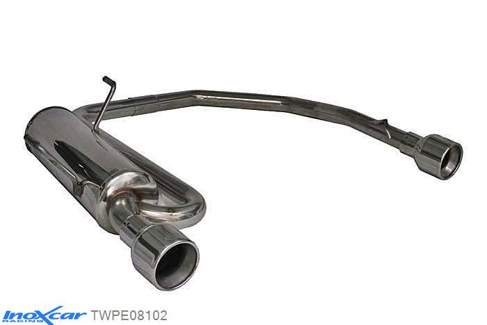 IX TWPE08102, Peugeot 206 CC 1.6 16V (109PK) 2001-, Inoxcar Rear Rear silencerencer left / right 1X102mm Stainless steel, With E.E.C. homologation