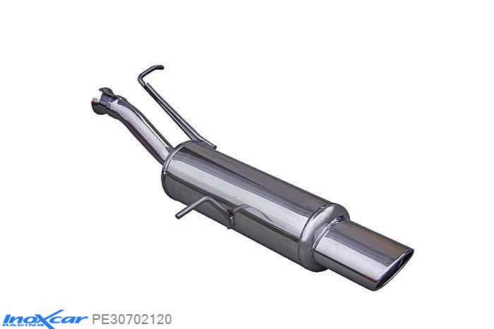IX PE30702120, Peugeot 307 1.6 16V (110PK) 2001-, Inoxcar Rear silencer 1X120X80mm Stainless steel, With E.E.C. homologation
